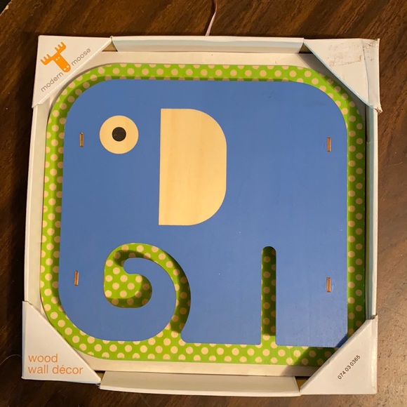 Other - Blue Elephant 3-D Wood Wall Art New